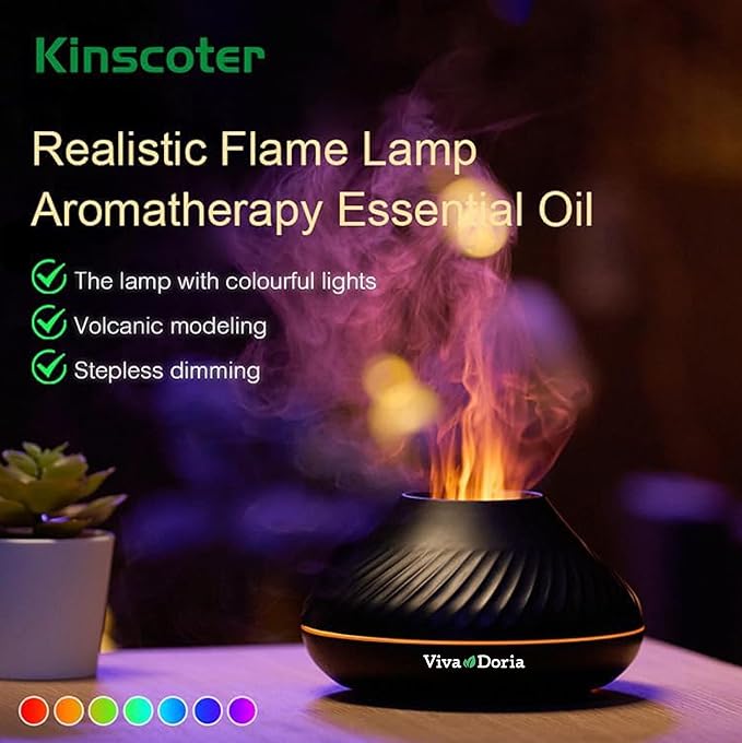 Viva Doria Volcano Diffuser, Fire Flame Diffuser, 130ml Aromatherapy Diffuser, Aroma Diffuser for Essential Oils