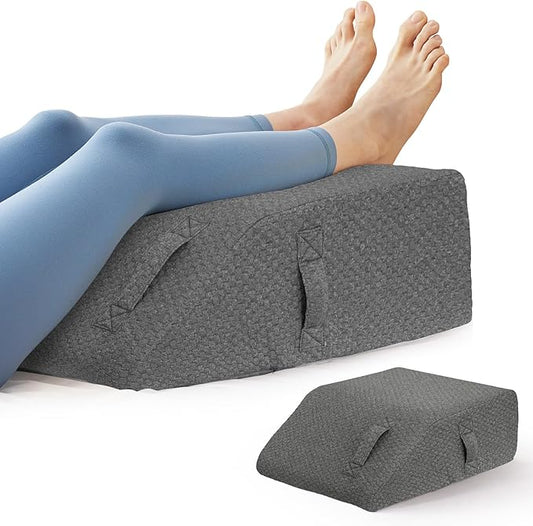 BIEEZZK Leg Pillow Elevation Blood Circulation, Leg Elevating Pillows for After Surgery, Sleeping, Memory Foam Wedge Pillow for Legs Swelling, Foot Knee Pillow for Back Pain, 23.6×16.8×8in, Dark Grey