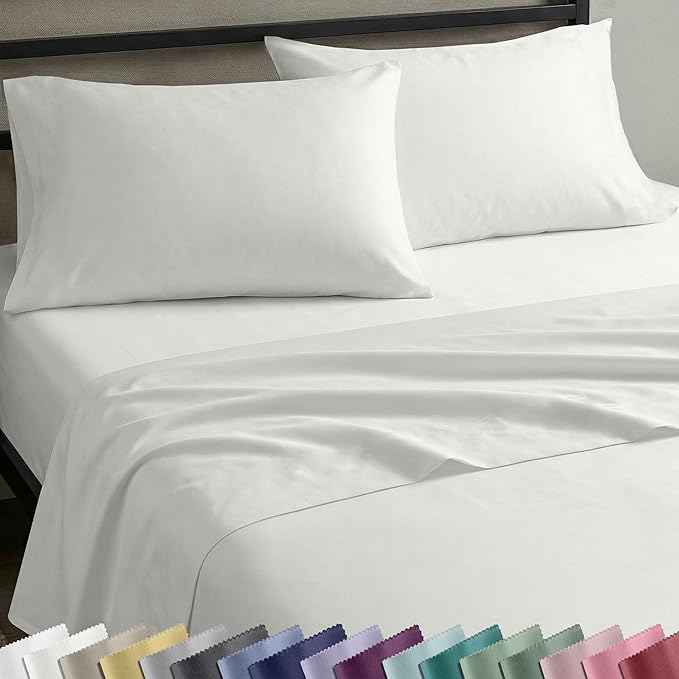 California Design Den Full Size Sheets Set - Natural 100% Cotton Sheets Full Size Bed with Deep Pockets, Soft Sateen Weave, Durable Bedding Set Ivory (Eggshell)