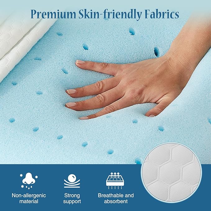 DUMOS Memory Foam Pillows for Sleeping 2 Pack, Bed Pillows for Adults with Washable Cover and Breathable Mesh, Gel Cooling Pillow for Back and Side Sleeper Support, White
