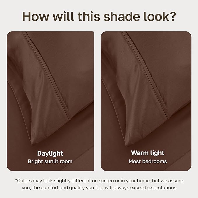 California Design Den Soft 100% Cotton Bed Sheets Full Size Set, 400 Thread Count Good Housekeeping Award Winner, Silky Smooth Sateen, Deep Pocket Full Bed Sheet Set - Espresso Chocolate Brown