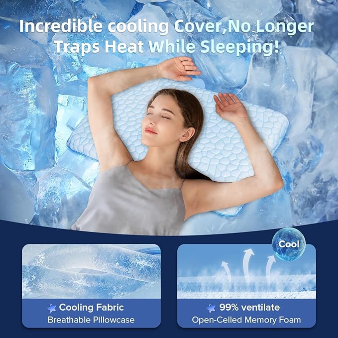 Ultra Thin Flat Pillows for Sleeping,Cooling Slim Memory Foam Pillow 3.25 in Ultra Thin Pillow,Low Profile Sleeper Pillows for Stomach Back Sleeper for Neck and Back Support Stomach sleeping pillow