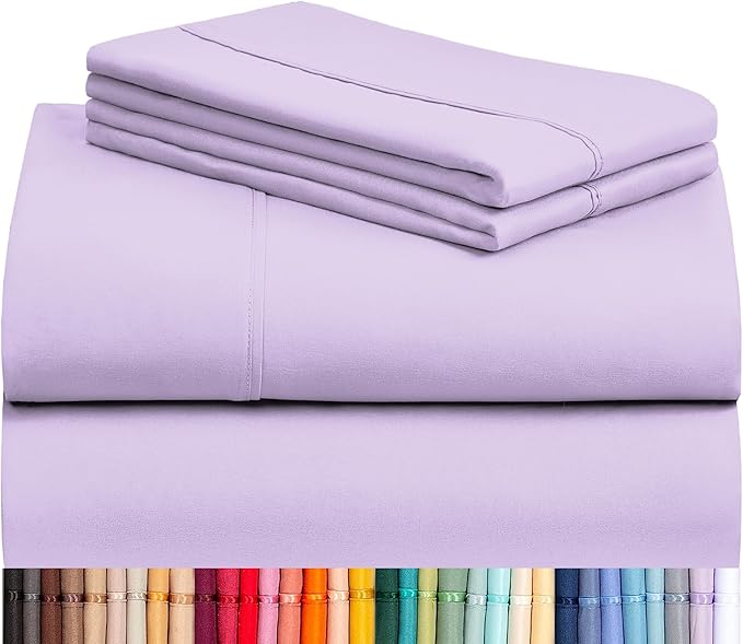 LuxClub Twin XL Sheets - Soft Twin Bed Sheets for-Boys-and-Girls-3 PC Deep Pockets 18" Eco Friendly Wrinkle Free-Kids-Fitted Sheets Machine Washable Hotel Bedding Silky Soft - Lavender Twin XL