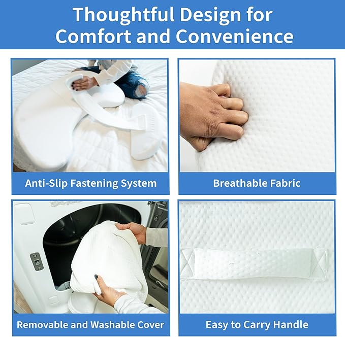 Zomaple Bedsore Positioning Pillow for Bedsore Prevention and Faster Recovery - Heat Regulating Bed Sore Cushion for Butt Lifting and Easy Positioning - Non-Skid Removable Cover, BPP20001