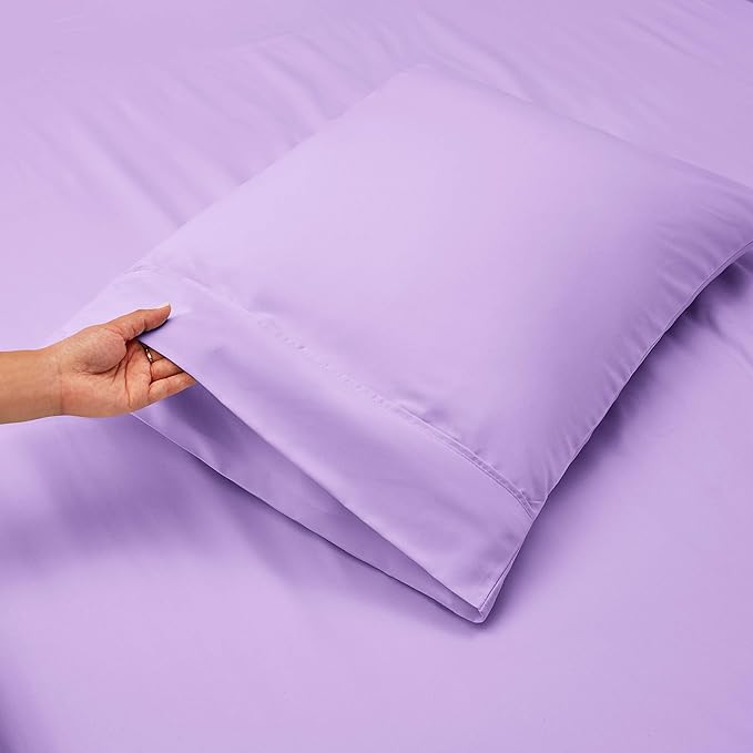 Nestl Twin XL Size Sheet Set, 4 Piece Extra Deep Pocket (18-24 inches), Microfiber, Hotel Luxury, Soft, Breathable, Wrinkle-Free, Easy to Care, Lavender