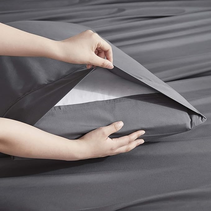 Nestl Extra Deep Twin XL Sheet Set - 4 Piece Breathable & Cooling Sheets - Hotel Luxury Bedding Set w/18-24 Inch Deep Pockets - Easy & Secure Fit - Super Soft, Wrinkle Free & Comfy - Dark Gray
