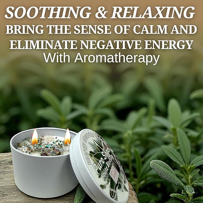 White Sage Candle | Energy Cleansing | Cleansing House Negative Energy Smudge Kit | Soy Wax Natural Clean Organic Non Toxic - Aromatherapy Spiritual Meditation Gifts | Long Lasting (Large 14oz)