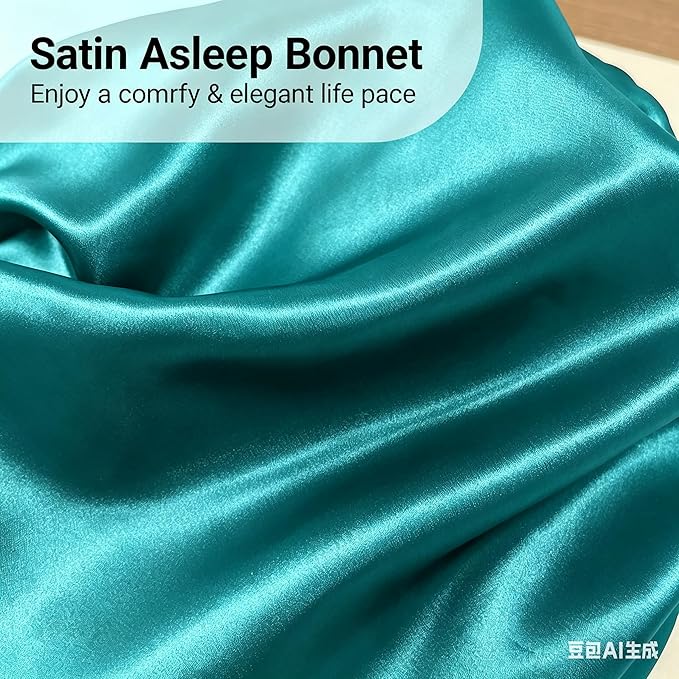 2-in-1 Satin Sleep Bonnet with Eye Mask for Women –Silk-Lined Hair Bonnet for Sleeping, Adjustable, Anti-Frizz for Curly Hair
