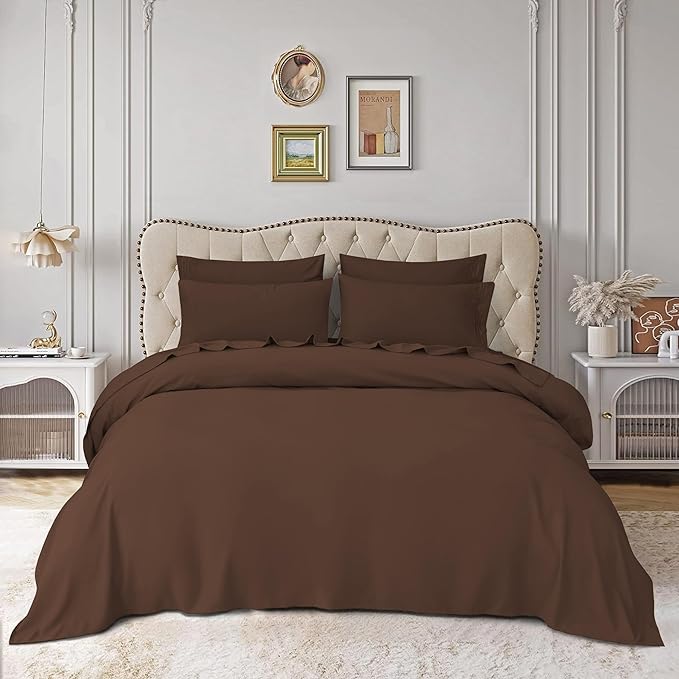 Mocassi Luxury Twin 4-Piece Sheet Set - 1800 Premium Hotel Quality - Easy-Fit, Wrinkle, Fade Resistant Bed Sheets and Pillowcases - All Around Elastic Fitted Sheet, Deep Pocket, Brown