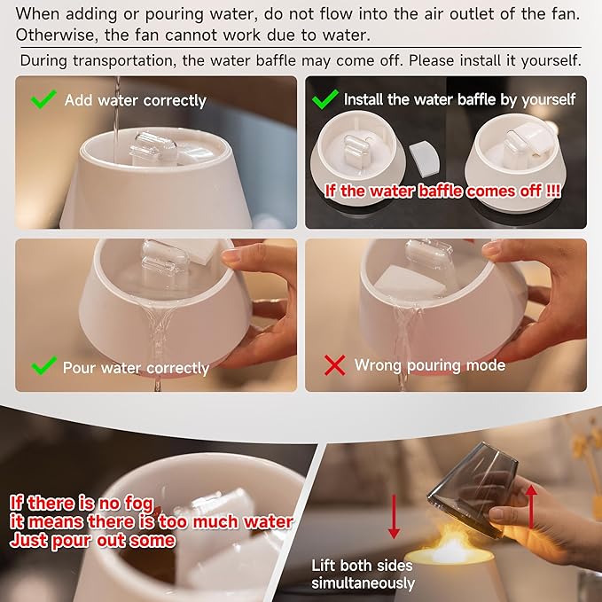 TMEHM Essential Oil Diffuser, 7 Colors Candle Flame Air Diffuser Humidifier, Ultrasonic Aromatherapy Humidifier with Timer for Home, Bedroom, Office, Yoga (White, M)