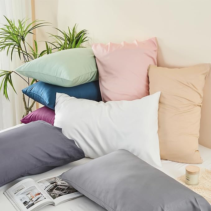 BEDELITE King Size Pillow Cases Set of 2, Rayon Derived from Bamboo, Cooling Pillow Cases for Hot Sleepers & Night Sweats, Breathable and Silky Soft Envelope Pillowcases(Olive Green, 20"x36")
