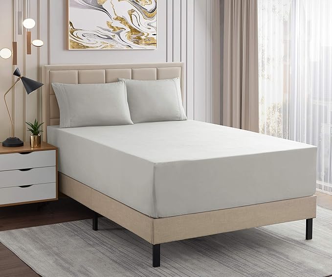 1500 Supreme Collection Extra Deep Pocket Sheets Set - Luxury Soft Bed Sheets, Wrinkle Free, Bedding, Over 40 Colors, 21 inch Extra Deep Pocket, Queen, Silver