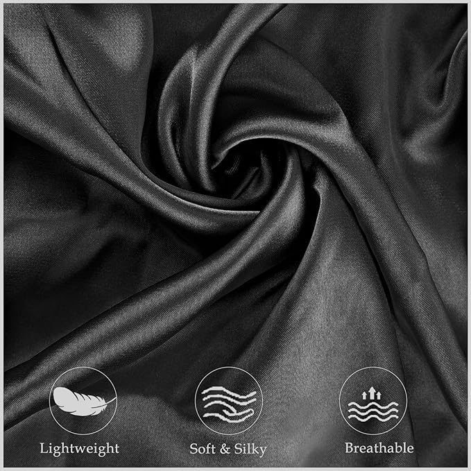 Satin Pillowcase for Zelimun Cervical Pillow, Ergonomic Case, Smooth & Soft Pillowcase, Black Pillow Cover with Zipper