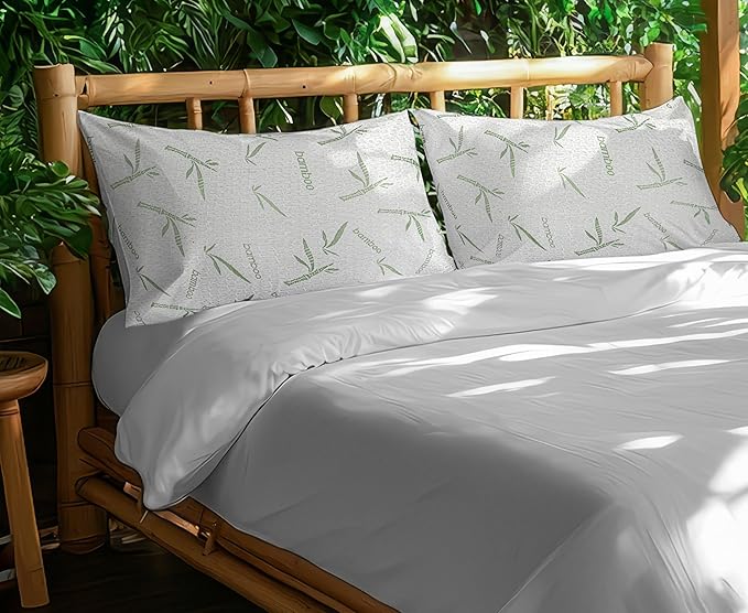 Utopia Bedding Waterproof Pillow Protectors with Zipper Standard Size (2 Pack), Soft and Cooling Bamboo Viscose Pillow Covers, Bed Bug Proof Pillow Encasements 20 x 26 Inches