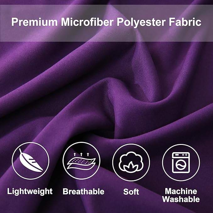DOWNCOOL Full Size Comforter Sets, 7Pcs Full Size Bedding Sets Dark Purple, All Season Down Alternative Bedding Comforter Sets with Comforter, Flat Sheet, Fitted Sheet, 2 Pillow Shams & 2 Pillowcases