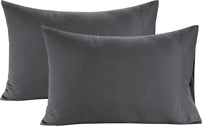 LANE LINEN Pillows Queen Size Set of 2 Soft 100% Egyptian Cotton Cool & Smooth Pillow Cases - Charcoal