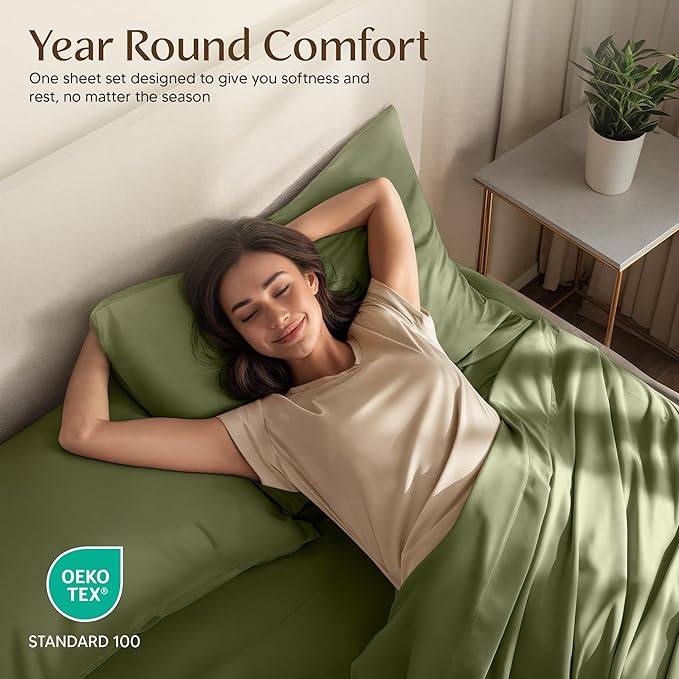 Utopia Bedding Full Size Sheet Set – 4 Piece Bed Sheets, Soft and Breathable Microfiber, Includes 1 Fitted Sheet, 1 Flat Sheet and 2 Pillowcases – Oeko Tex (Olive)
