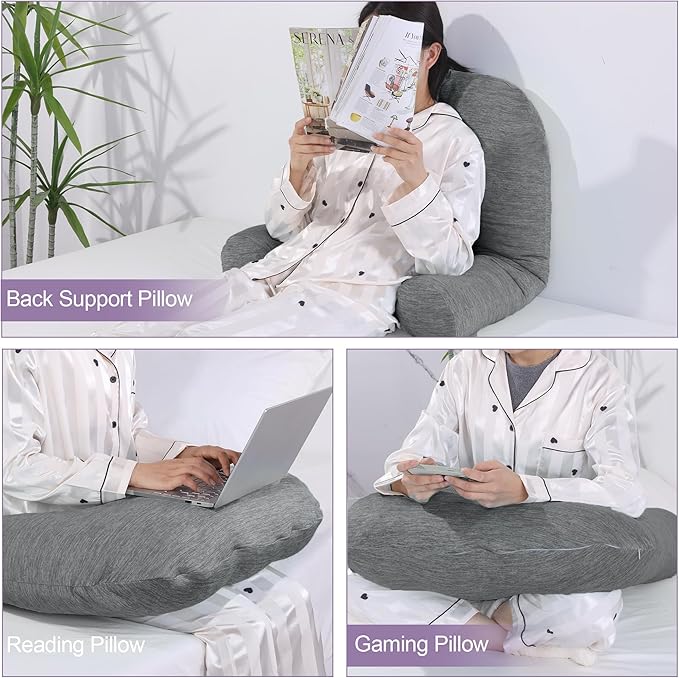 HOMBYS Cooling U Shaped Pillow for Neck, Contour Shoulder Pillow for Side Sleepers, Ergonomic Body Pillows for Adults, Hug Pillow with Washable Cover for Back, Shoulder Pressure Reduce (Dark Grey)