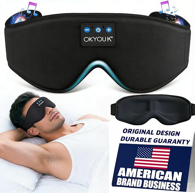 2026 New Sleep Headphones Pro | Built-in White Noise Sleep Mask,75g Ultra-Light Bluetooth Eye Mask for All Face Shapes, Zero-Pressure Fit, Breathable Bamboo, 100% Blackout for Deep Sleep & Travel