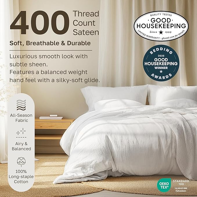 California Design Den Soft 100% Cotton Sheets Full Size Set, 400 Thread Count Good Housekeeping Award Winner, Silky Sateen Weave with Deep Pockets, Long Staple Cotton Bed Sheet Set - Hunter Green