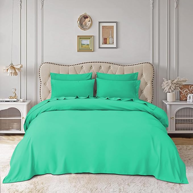 Mocassi Luxury Twin XL 4-Piece Sheet Set - 1800 Premium Hotel Quality - Easy-Fit, Wrinkle, Fade Resistant Bed Sheets and Pillowcases - All Around Elastic Fitted Sheet, Deep Pocket, Paradise Teal