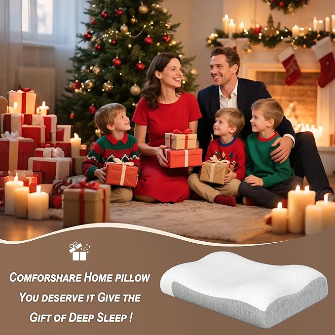 Cervical Memory Foam Pillow for Neck Pain Relief – Ergonomic Contour Pillow for Side, Back & Stomach Sleepers – Eco-Friendly & Durable