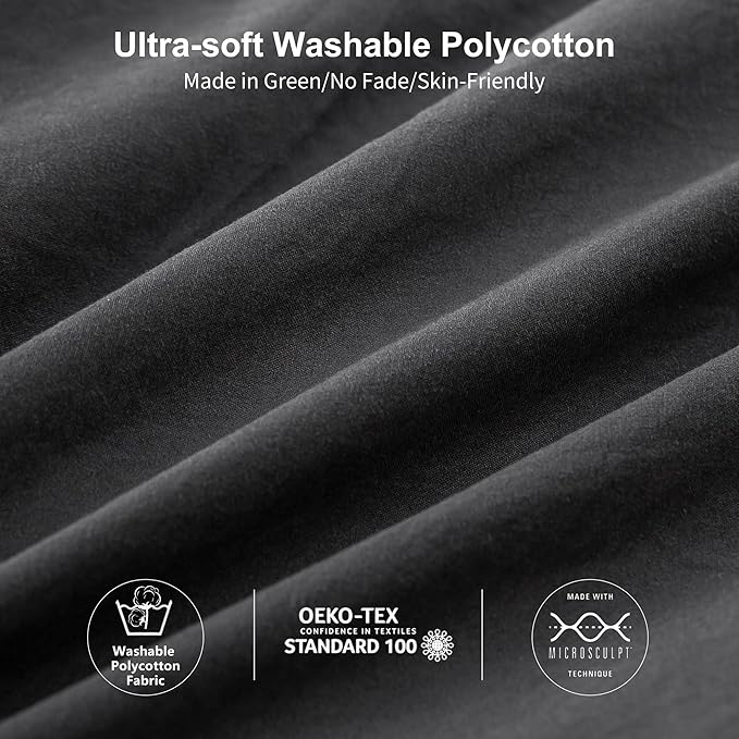 Softness Cal King Comforter Set - Cozy Polycotton Fabric - Fluffy Down Alternative Comforter California King Size with 2 Pillowcase - Lightweight but Warm Bed Blanket All Season - Dark Gray