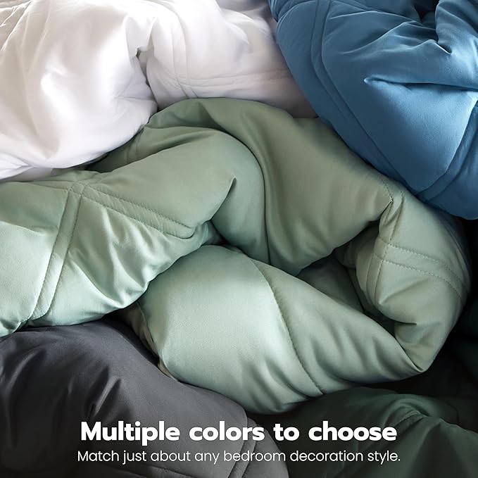 Joiedomi California King Comforter Set with Sheets Sage Green, 7 Pieces Bedding Set with 1 Down Alternative Comforter, 1 Flat Sheet, 1 Fitted Sheet, 2 Pillowcases and 2 Pillow Shams, Bed in a Bag