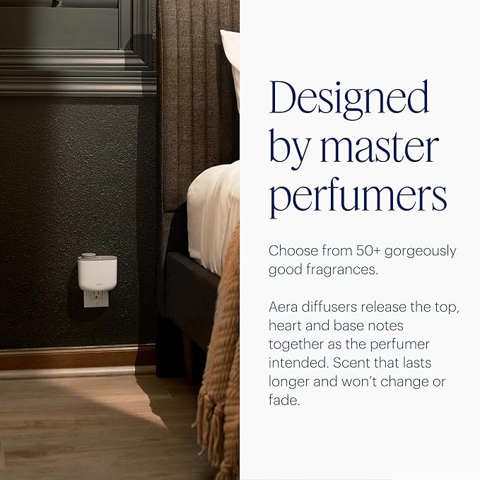 AERA Mini Waterless Plug-in Essential Oil Diffuser for Rooms 100–400 Sq Ft + Citrus Grove Scent – Smart Scent Machine with App & Alexa Control, Luxury Home Fragrance Starter Kit (Includes 1 Capsule)