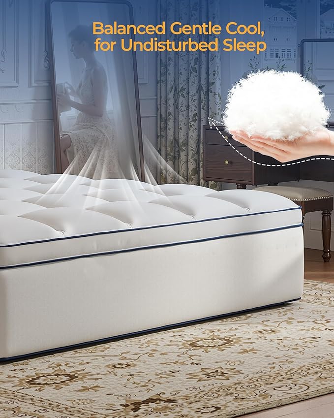 KAYFIA King Mattress Topper,Extra Thick Mattress Pad Cover for Deep Sleep,3D+7D Snow Down Alternative Fill Overfilled Plush Pillow Top Mattress with 8-23 Inch Deep Pocket-White