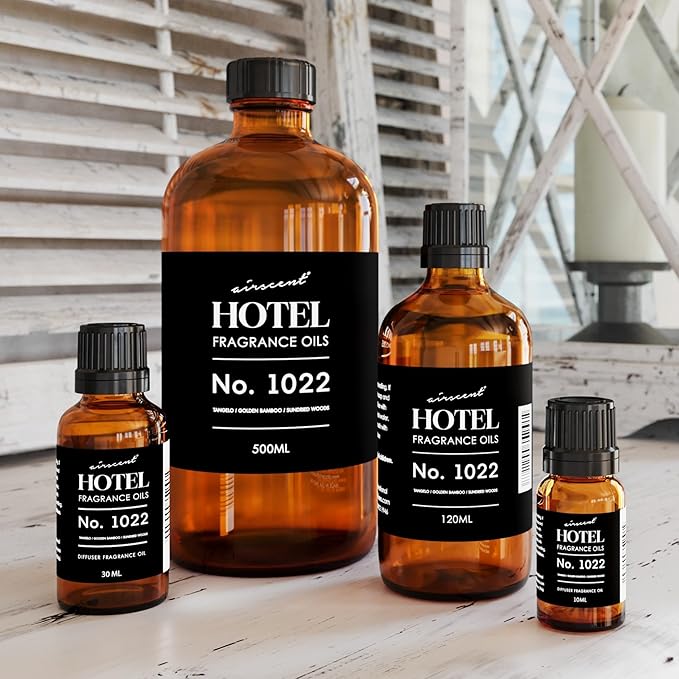 AirScent Hotel Diffuser Oil No. 1022 - Tangelo Golden Bamboo Sundried Woods - Hotel Scent Dupe - Fragrance Oil for Ultrasonic and Waterless Diffusers and Crafting - 500 mL, 16.9 fl oz Glass Bottle