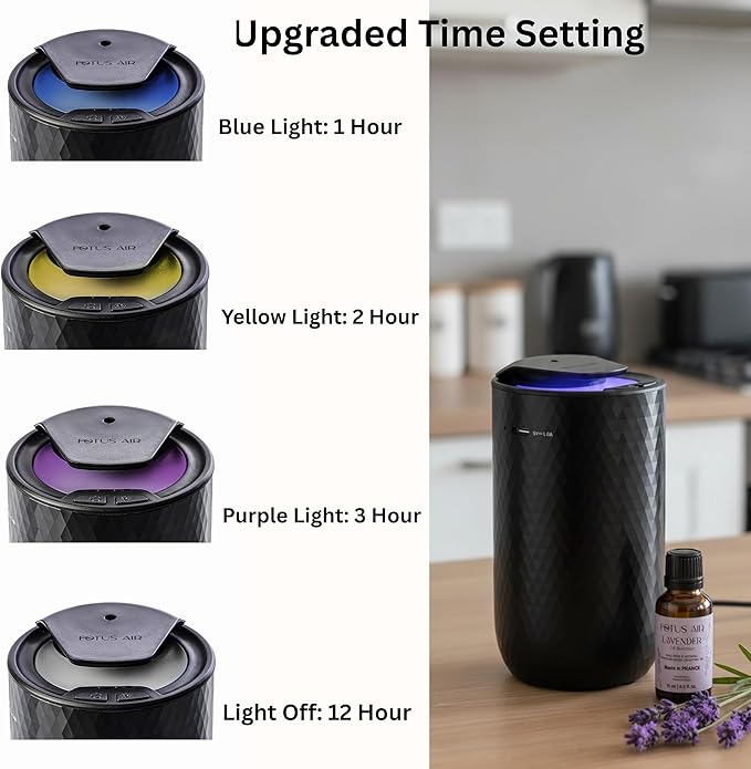 Waterless Essential Oil Diffuser Starter Kit with 15ml French Lavender Oil - Rechargeable Cordless Aromatherapy Machine for Home Bedroom Car Office Travel - 3 Mist Levels - 4 Timer - 24-Hour Battery