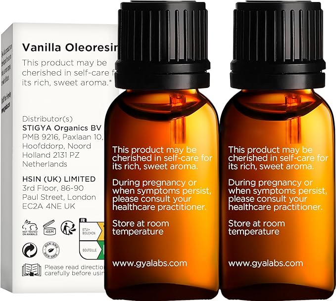 Gya Labs Vanilla Essential Oil Combo Pack (0.34 Fl Oz, Pack of 2) - Vanilla Oleoresin Oil for Diffuser, Skin, Aromatherapy, Soap & Candle Making Scents - Long Lasting Oil Perfume