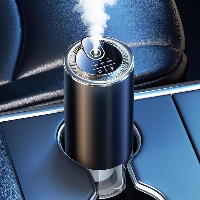 Smart Car Air Freshener Diffuser with Starry Sky Projection, 50ml/1.8OZ Perfume Car Diffuser, 6 Months Long-Lasting Fragrance, RGB Music-Sync Lights, Intelligent Auto On/Off, 3 Modes, Mahogany Coconut