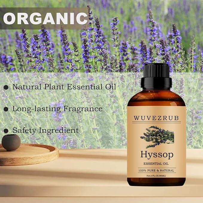 Hyssop Essential Oil, 60ML Pure and Natural for Aromatherapy Diffuser - 2 Fl Oz