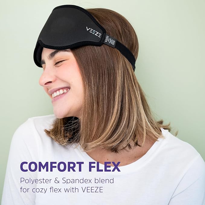 VEEZE Luxury Sleep Mask for Sleep - Soft Sleeping Mask – Eye Mask for Sleep Adjustable Elastic Velcro Strap - Sleep Masks for Women & Men - Eye Covers for Sleeping - Blackout Eye Mask for Sleeping