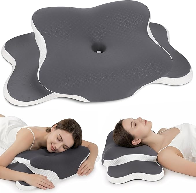 Esup Ergonomic Cervical Neck Pillow for Pain Relief, Memory Foam Orthopedic Bed Pillow, Adjustable Height Contour Pillow for Sleeping, Ideal for Side, Back, and Stomach Sleepers (Gray)