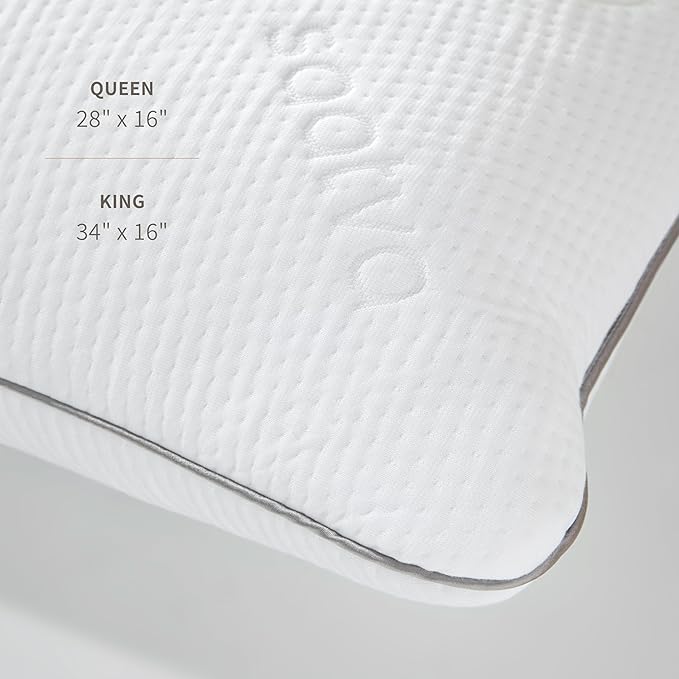 Saatva Cloud Memory Foam Pillow - Gel-Infused Shredded Memory Foam Fill - Standard Loft (4"-5") Contouring Pillow - for Any Sleep Position - 1 Pack, Queen (28"x16")