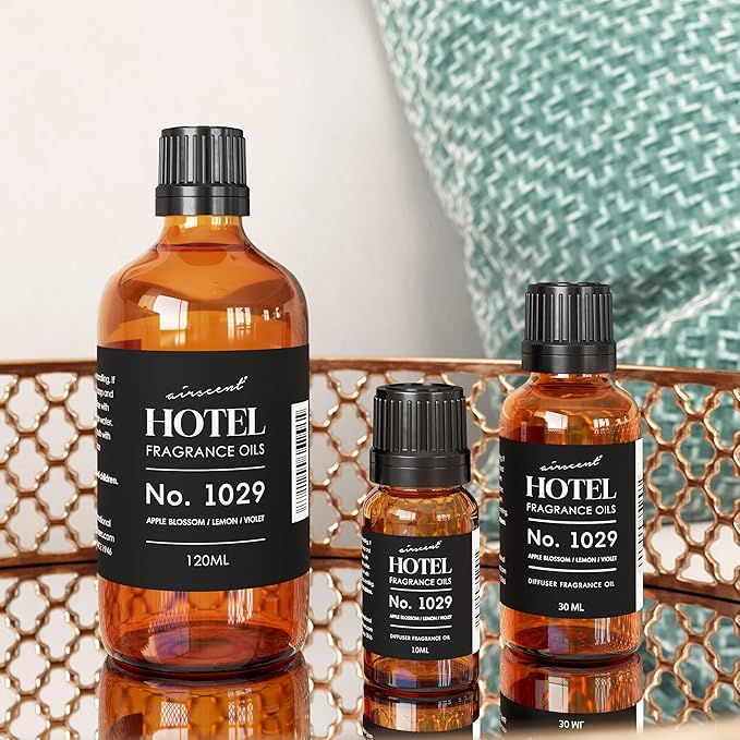 AirScent Hotel Diffuser Oil No. 1029 Inspired by The Floral Breeze Hotel Scent - Premium Fragrance Oil for Ultrasonic and Waterless Diffusers and Crafting - 10 mL, 0.34 fl oz Glass Bottle with Dropper