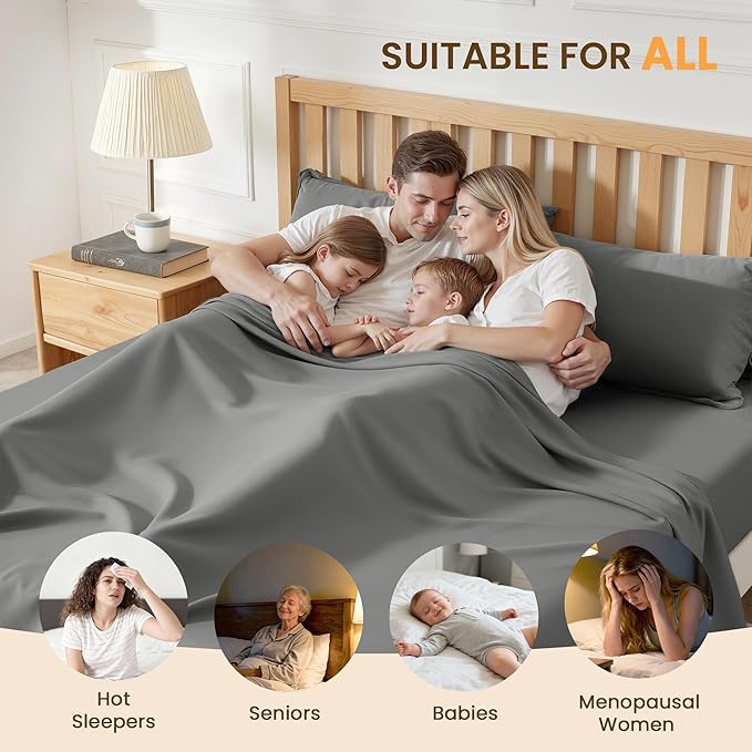 Queen Size 4 Piece Sheet Set - Comfy Breathable & Cooling Bed Sheets Set, Soft and Wrinkle Free, Deep Pockets, Easy & Secure Fit, Hotel Luxury Bedding for Women, Men - Oeko-Tex - Dark Grey