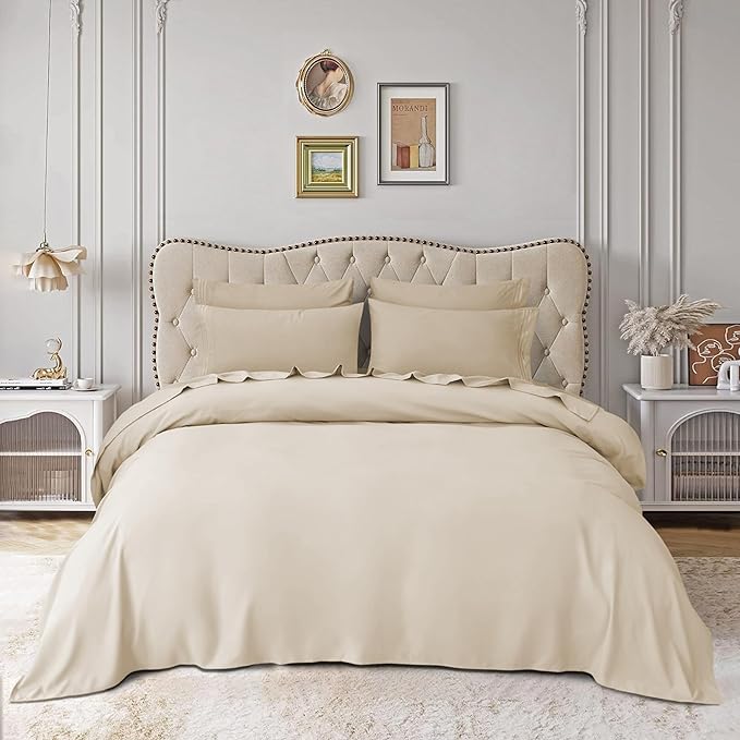 Mocassi Pillowcases 1800 Premium Hotel Quality - Easy Care, Smooth Weave, Wrinkle and Stain Resistant, Easy Slip-On, 2-Piece Set, Standard/Queen Pillowcase, Cream