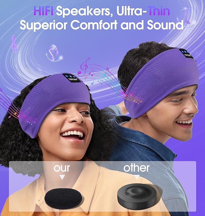 TOPOINT Sleep Headphones Bluetooth 5.4, Sports Wireless Earphones Sweat Breathable with HD Stereo Speaker for Women Men Sports Gifts Workout Jogging Yoga Insomnia Travel Meditation