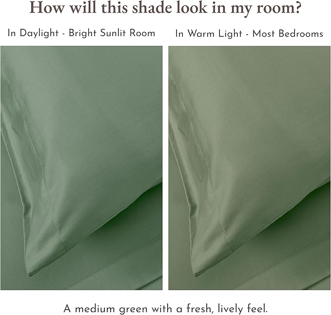 California Design Den Full Size Sheets Set - Natural 100% Cotton Sheets Full Size Bed with Deep Pockets, Soft Sateen Weave, Durable Bedding Set Pine Green