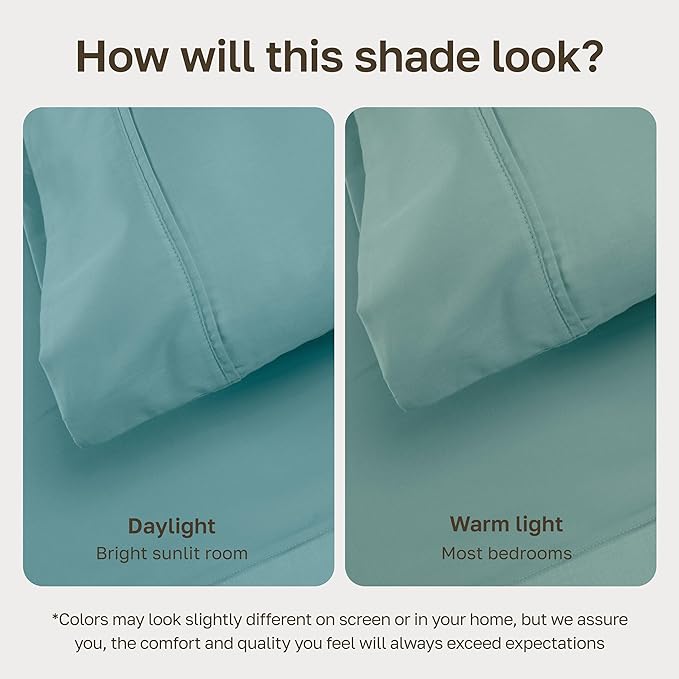 California Design Den Soft 100% Cotton Sheets Twin XL Size Set, 400 Thread Count Good Housekeeping Award Winner, Silky Smooth Sateen Weave, Durable Cotton Bed Sheet Set - Teal
