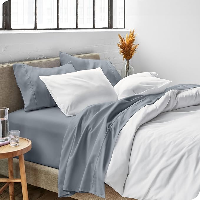 Bare Home Full XL Sheet Set - 1800 Ultra-Soft Microfiber Full Extra Long Bed Sheets - Double Brushed - Deep Pockets - Easy Fit - 4 Piece Set - Bedding Sheets & Pillowcases (Full XL, Steel Blue)