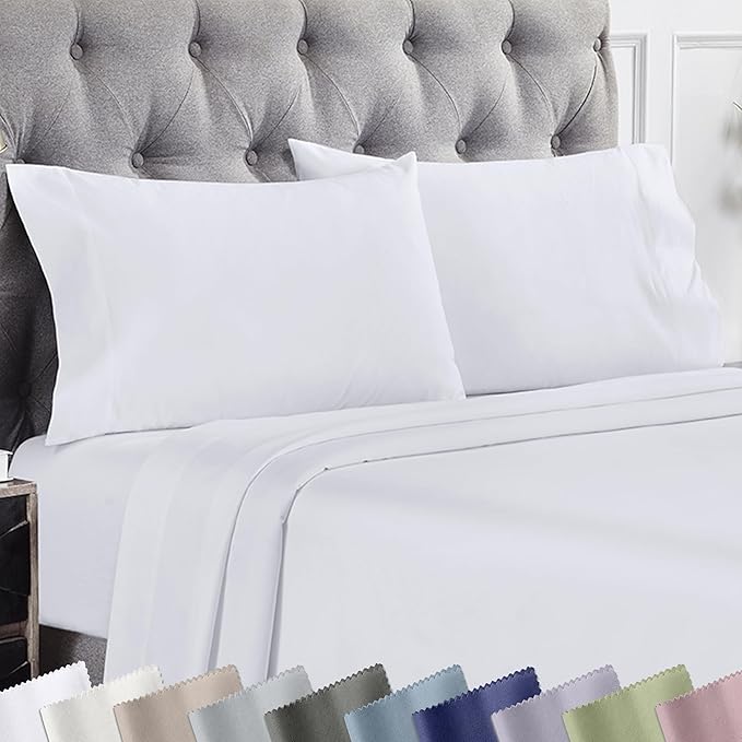 California Design Den King Size Pillow Cases Set of 2-1000 Thread Count Sateen, Soft and Thick 100% Cotton King Pillowcase Pair, Durable - White