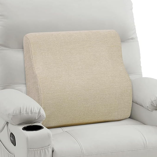 Back Support Pillow for Recliner Dual Layer Lumbar Support Pillow with Gel Memory Foam Ergonomic Orthopedic Lumbar Cushions for Elderly Lower Back Pain Relief Washable Cover Khaki