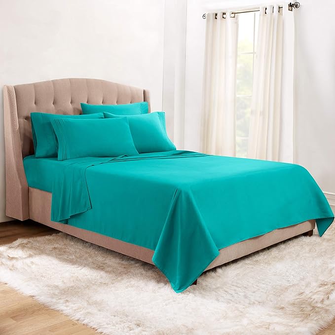 Clara Clark King Sheets, 6 Piece Set - Hotel Luxury Sheets for King Size Bed, Super Soft Bedding Set, King Size, Teal