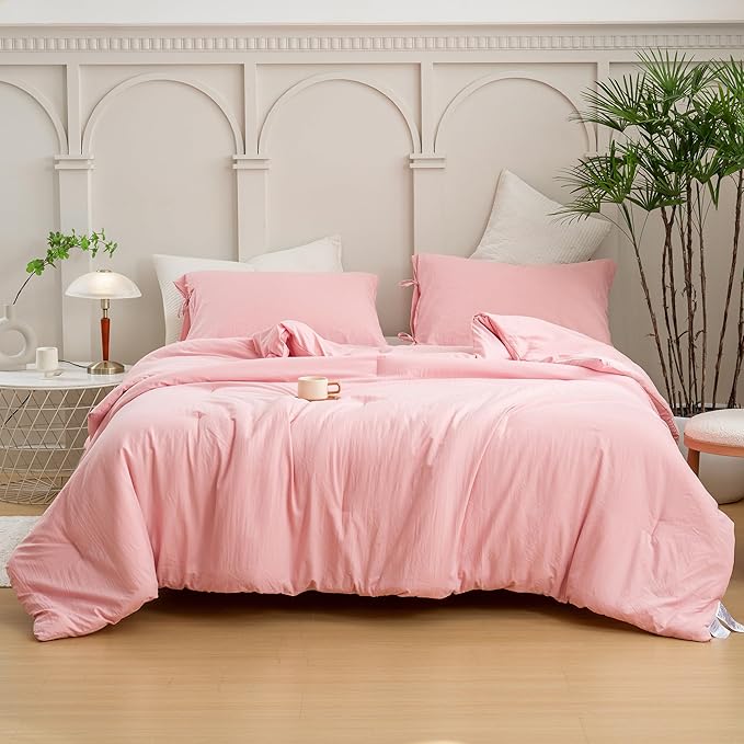 Ultra-Soft Twin/Twin XL Comforter Set for Girl Women College Dorm - Cozy Comfy 1 Down Alternative Bed Blanket Comforter and 1 Pillowcase Lightweight but Warm for All Season - Blush Light Pink