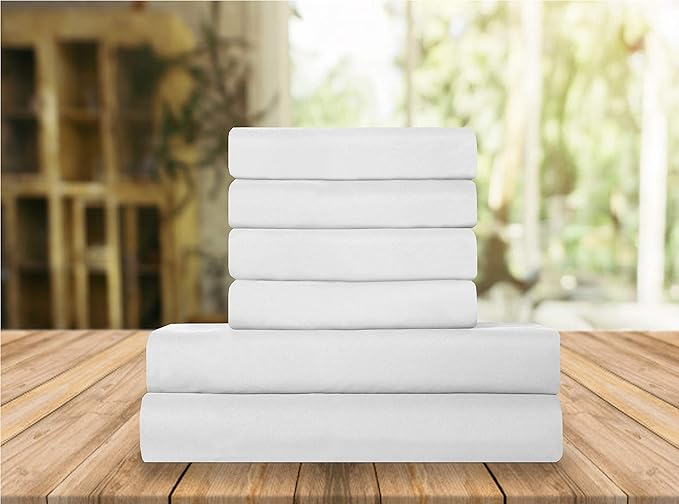 Elegant Comfort Luxury Soft Bed Sheets 1500 Premium Hotel Quality Microfiber Softness Wrinkle and Fade Resistant (6-Piece) Bedding Set, Queen, White